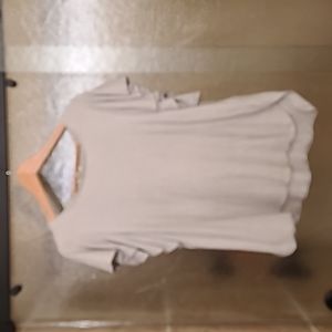 Women's large, white with thin black stripes blouse with flutter sleeves